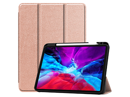 Premium Slim Synthetic Leather Flip Case with Stand for iPad Pro 11 4th Gen (2022) - Rose Gold Leather Flip Case