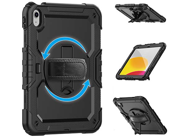 Rugged Impact Case with Strap for iPad 10th Gen 10.9 (2022) - Classic Black