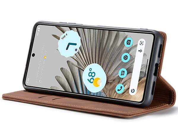 CaseMe Slim Synthetic Leather Wallet Case with Stand for Google Pixel 7 Pro - Tan