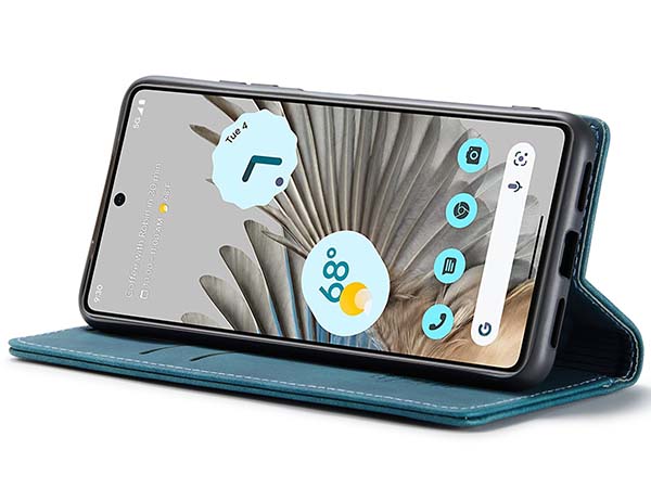 CaseMe Slim Synthetic Leather Wallet Case with Stand for Google Pixel 7 Pro - Teal