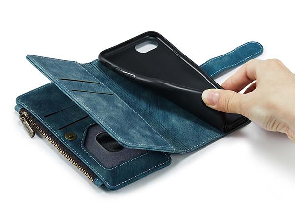 CaseMe Synthetic Leather Wallet Case with Zipper Pocket for iPhone 6s/6 - Teal