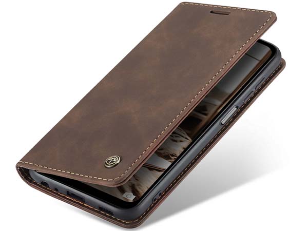 CaseMe Slim Synthetic Leather Wallet Case with Stand for Samsung Galaxy A14 - Chocolate Leather Wallet Case