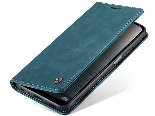 CaseMe Slim Synthetic Leather Wallet Case with Stand for Samsung Galaxy A14 - Teal Leather Wallet Case