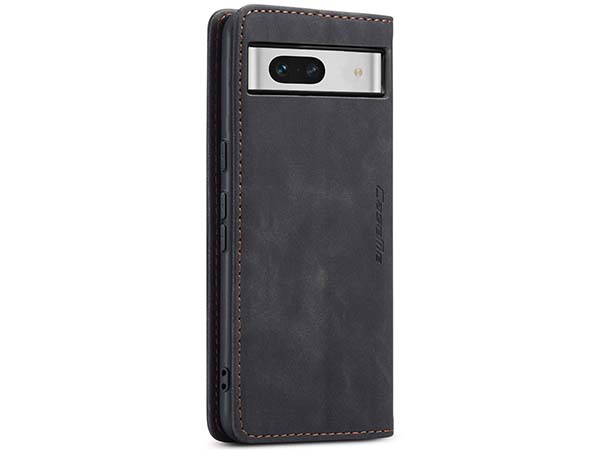 CaseMe Slim Synthetic Leather Wallet Case with Stand for Google Pixel 7a - Charcoal