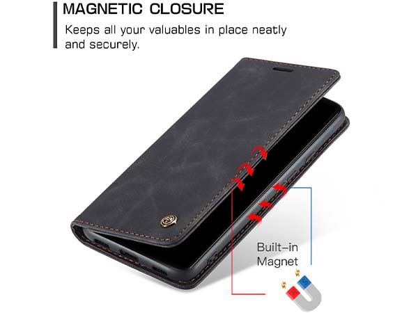 CaseMe Slim Synthetic Leather Wallet Case with Stand for Google Pixel 7a - Charcoal
