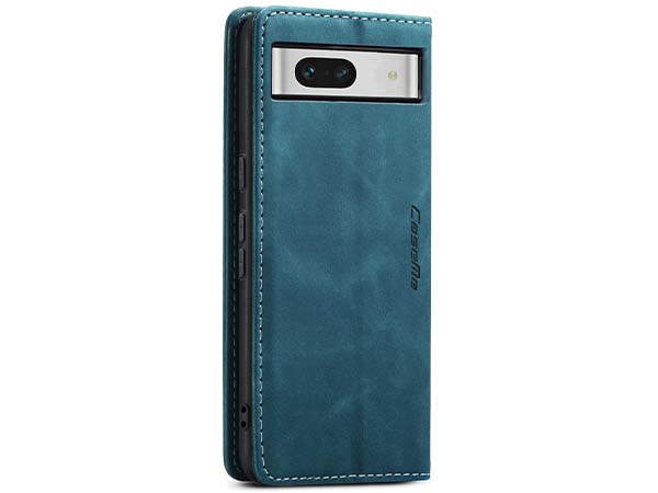 CaseMe Slim Synthetic Leather Wallet Case with Stand for Google Pixel 7a - Teal Leather Wallet Case