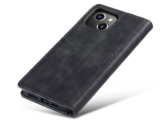 CaseMe Slim Synthetic Leather Wallet Case with Stand for iPhone 15 Plus - Charcoal