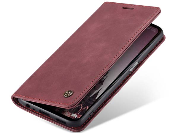 CaseMe Slim Synthetic Leather Wallet Case with Stand for OPPO A78 4G - Burgundy Leather Wallet Case