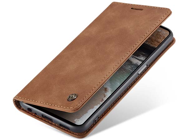 CaseMe Slim Synthetic Leather Wallet Case with Stand for OPPO A78 4G - Tan Leather Wallet Case
