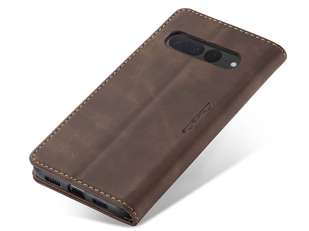CaseMe Slim Synthetic Leather Wallet Case with Stand for Google Pixel 8 - Chocolate