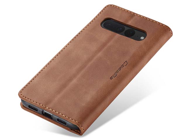 CaseMe Slim Synthetic Leather Wallet Case with Stand for Google Pixel 8 - Tan