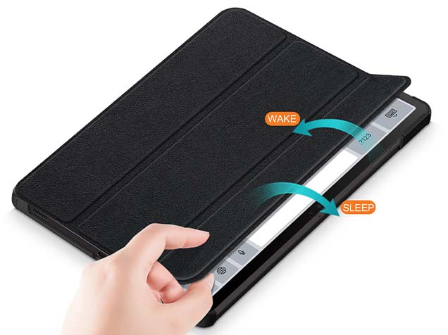 Slim Synthetic Leather Flip Case with Stand for Samsung Galaxy Tab S9 FE - Black