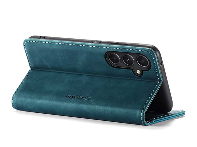 CaseMe Slim Synthetic Leather Wallet Case with Stand for Samsung Galaxy S23 FE - Teal