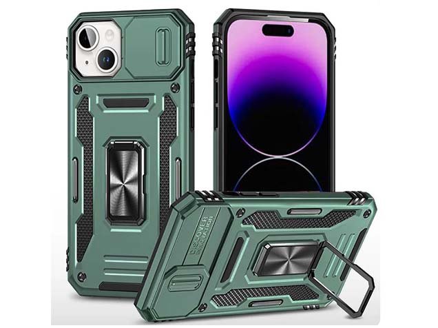 Military Case with Camera Cover for iPhone 15 - Green Impact Case