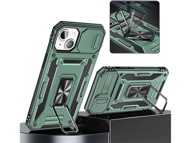 Military Case with Camera Cover for iPhone 15 Plus - Black