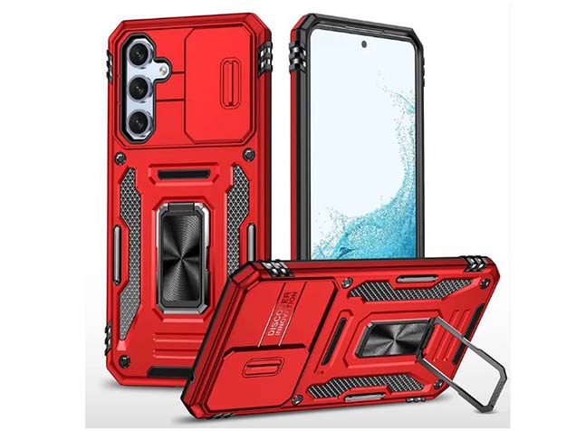 Military Case with Camera Cover for Samsung Galaxy S23 FE - Red Impact Case