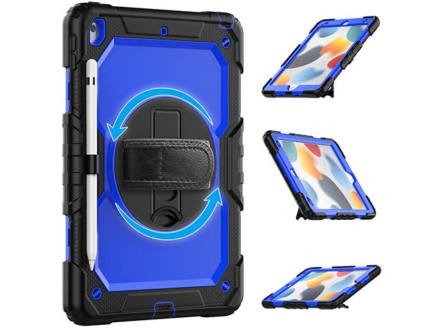 Rugged Impact Case with Strap for Apple iPad 9th Gen 10.2 - Blue