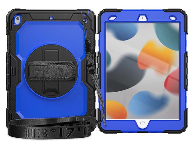 Rugged Impact Case with Strap for Apple iPad 7/8th Gen - Blue