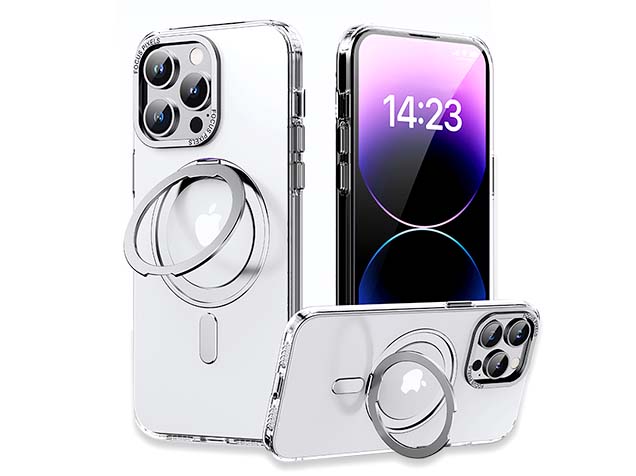 Magnetic Ring Stand Case for iPhone 11 Pro Max - Clear Hard Case