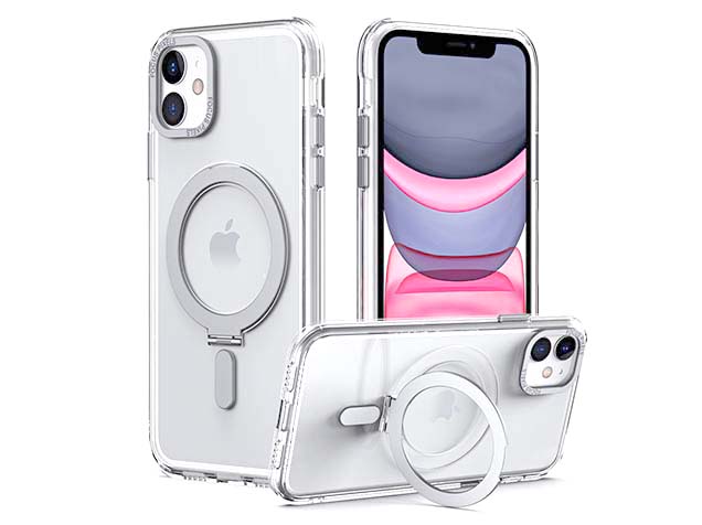 Magnetic Ring Stand Case for iPhone 12 - Clear Hard Case