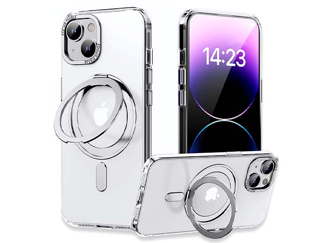 Magnetic Ring Stand Case for iPhone 13 - Clear Hard Case