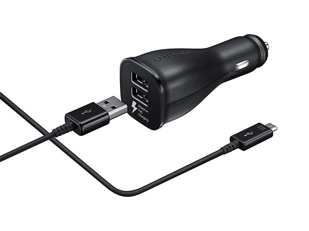 Samsung Fast Charging USB-A Dual-Port Car Charger with 1.5m Micro USB cable - Black Car Charger
