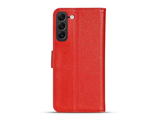 Premium Leather Wallet Case for Samsung Galaxy S24 - Red Leather Wallet Case