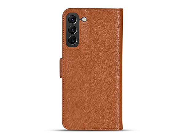 Premium Leather Wallet Case for Samsung Galaxy S24 - Caramel Leather Wallet Case