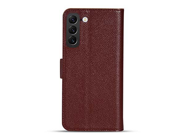 Premium Leather Wallet Case for Samsung Galaxy S24 - Rosewood Leather Wallet Case