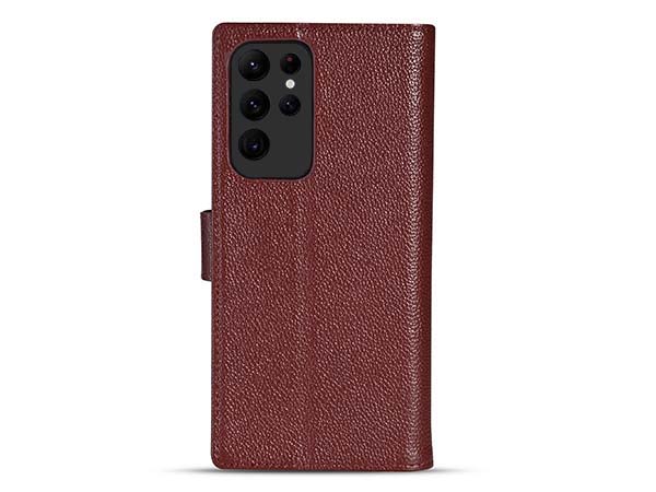 Premium Leather Wallet Case for Samsung Galaxy S24 Ultra - Rosewood Leather Wallet Case