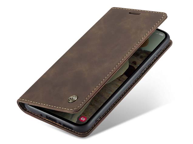 CaseMe Slim Synthetic Leather Wallet Case with Stand for Samsung Galaxy A35 - Chocolate Leather Wallet Case