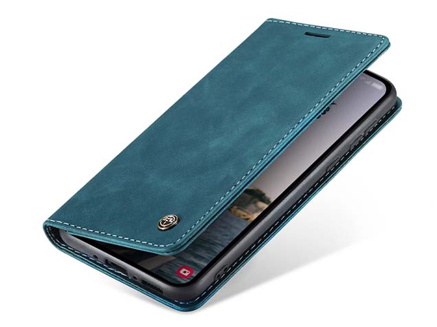 CaseMe Slim Synthetic Leather Wallet Case with Stand for Samsung Galaxy A35 - Teal Leather Wallet Case