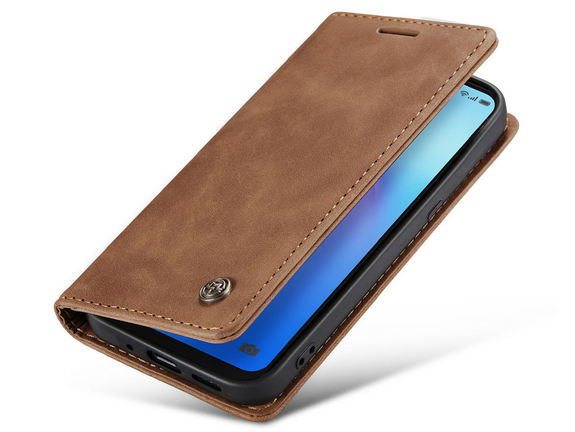 CaseMe Slim Synthetic Leather Wallet Case with Stand for OPPO Reno11 F 5G - Tan Leather Wallet Case
