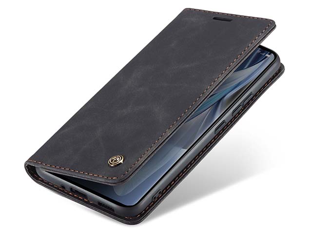 CaseMe Slim Synthetic Leather Wallet Case with Stand for OPPO Reno11 F 5G - Charcoal Leather Wallet Case