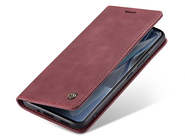 CaseMe Slim Synthetic Leather Wallet Case with Stand for OPPO Reno11 F 5G - Burgundy Leather Wallet Case