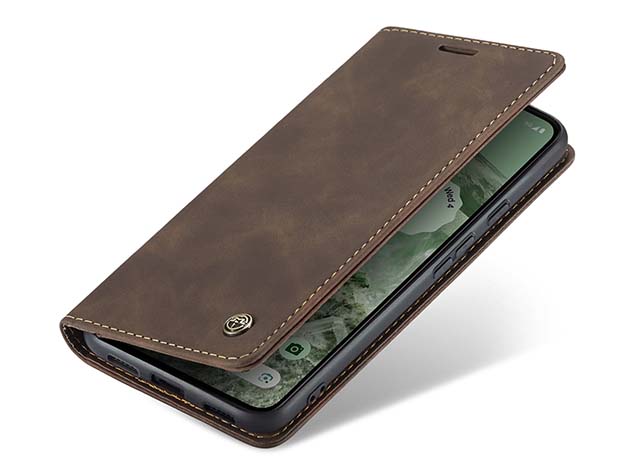 CaseMe Slim Synthetic Leather Wallet Case with Stand for Google Pixel 8a - Chocolate Leather Wallet Case