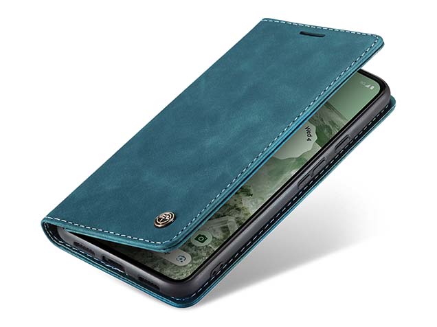 CaseMe Slim Synthetic Leather Wallet Case with Stand for Google Pixel 8a - Teal Leather Wallet Case