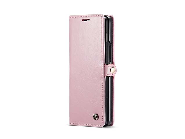 CaseMe Synthetic Leather Wallet Case with Stand for Galaxy Z Fold6 - Light Pink Leather Wallet Case