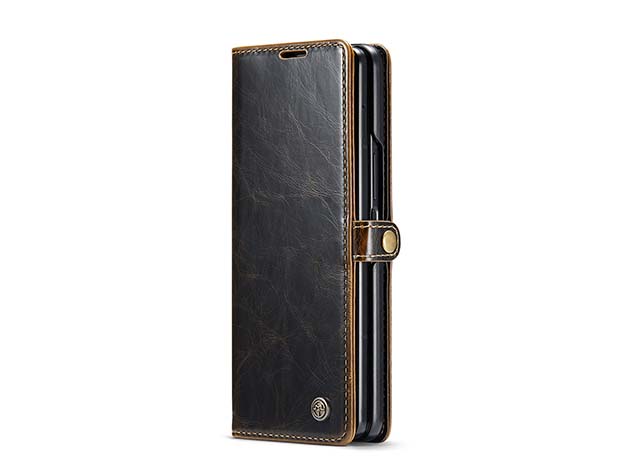 CaseMe Synthetic Leather Wallet Case with Stand for Galaxy Z Fold6 - Brown Leather Wallet Case