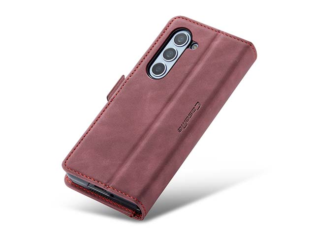 CaseMe Synthetic Leather Wallet Case with Stand for Galaxy Z Fold6 - Burgundy Leather Wallet Case