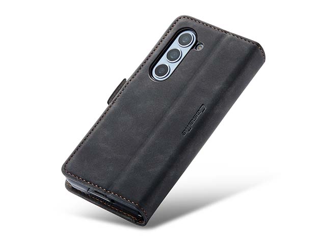 CaseMe Synthetic Leather Wallet Case with Stand for Galaxy Z Fold6 - Charcoal Leather Wallet Case