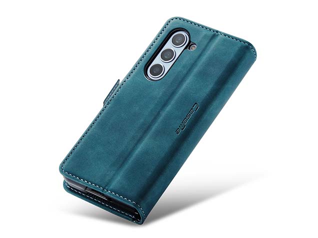 CaseMe Synthetic Leather Wallet Case with Stand for Galaxy Z Fold6 - Teal Leather Wallet Case