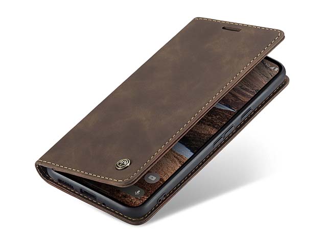 CaseMe Slim Synthetic Leather Wallet Case with Stand for Google Pixel 9 Pro - Chocolate Leather Wallet Case