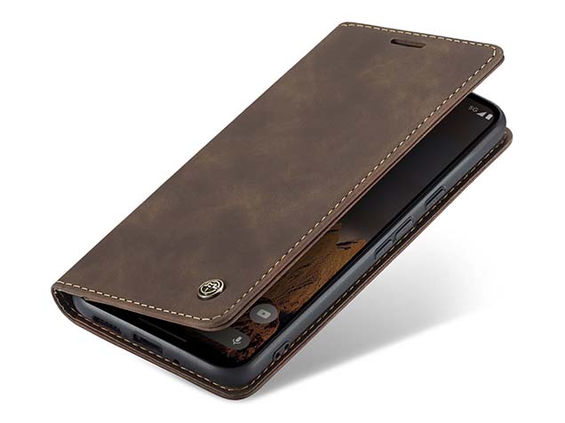 CaseMe Slim Synthetic Leather Wallet Case with Stand for Google Pixel 9 - Chocolate Leather Wallet Case