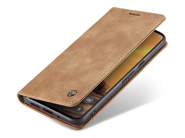 CaseMe Slim Synthetic Leather Wallet Case with Stand for Google Pixel 9 - Tan Leather Wallet Case