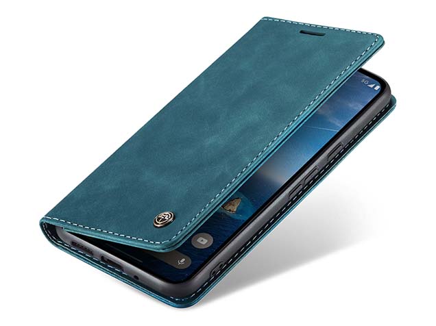 CaseMe Slim Synthetic Leather Wallet Case with Stand for Google Pixel 9 - Teal Leather Wallet Case