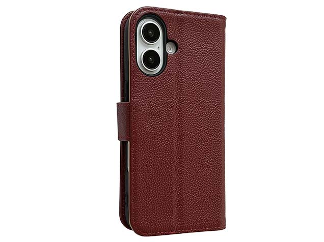 Premium Leather Wallet Case for Apple iPhone 16 - Rosewood Leather Wallet Case