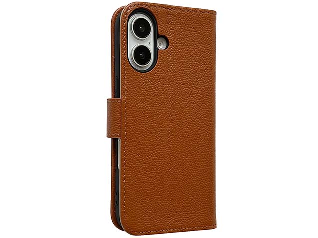 Premium Leather Wallet Case for Apple iPhone 16 - Caramel Leather Wallet Case