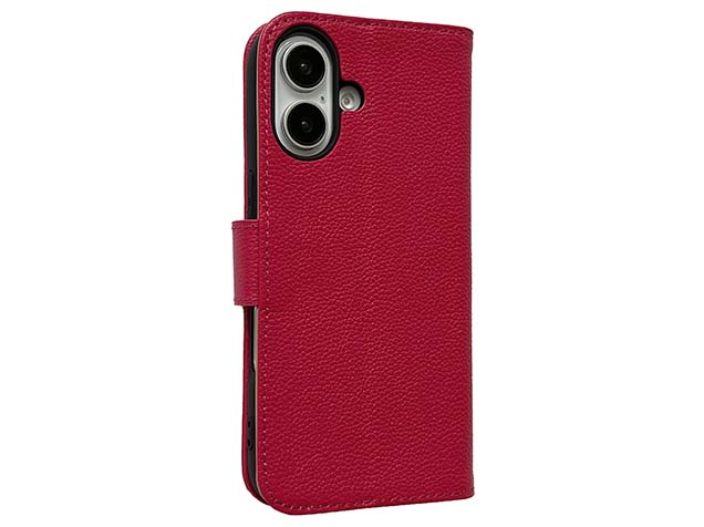 Premium Leather Wallet Case for Apple iPhone 16 - French Rose Leather Wallet Case