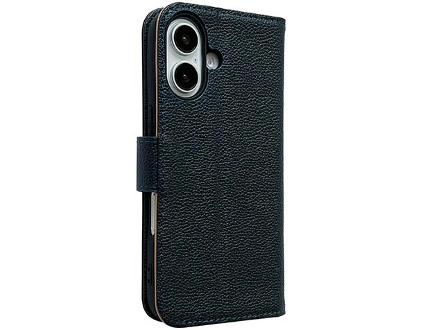 Premium Leather Wallet Case for Apple iPhone 16 Plus - Midnight Blue Leather Wallet Case